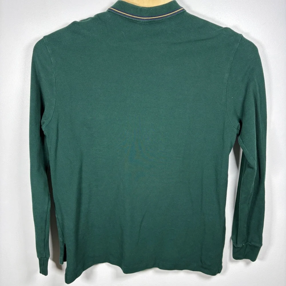 Polo Ralph Lauren Mens XL‎ Hunter Green Long Sleeve Tipped Pique Polo Shirt